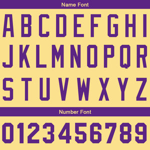 Camiseta de béisbol personalizada con diseño bordado & estilo hip hop & color dorado y morado