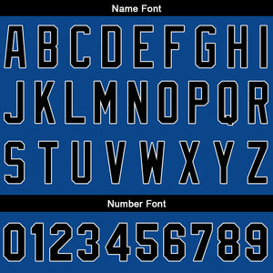 Camiseta de béisbol personalizada con diseño bordado & estilo hip hop & color azul rey y negro
