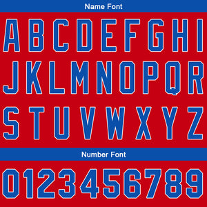 Camiseta de béisbol personalizada con diseño bordado & estilo hip hop & color rojo y azul marino