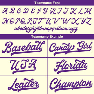 Camiseta de béisbol personalizada con diseño bordado & estilo hip hop & color crema-morado