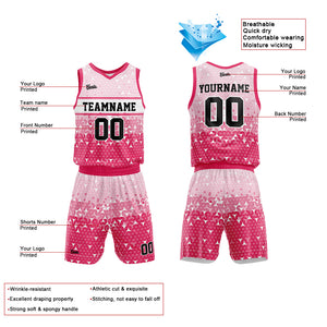 Uniforme de baloncesto rosa personalizado con tu logotipo-nombre y número impresos