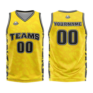 Uniforme de baloncesto personalizado amarillo roto con tu logotipo-nombre y número impresos