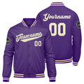 Chaqueta universitaria personalizada estilo Letterman para hombres-mujeres y jóvenes-color morado y crema