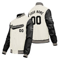 Chaquetas universitarias personalizadas en color crema & blanco y negro para hombres & mujeres y jóvenes & Chaquetas Letterman personalizadas