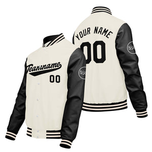 Chaquetas universitarias personalizadas en color crema & blanco y negro para hombres & mujeres y jóvenes & Chaquetas Letterman personalizadas