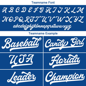 Camiseta de béisbol personalizada con diseño bordado & estilo hip hop & color azul rey y blanco