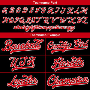 Camiseta de béisbol personalizada con diseño bordado & estilo hip hop & color negro y rojo