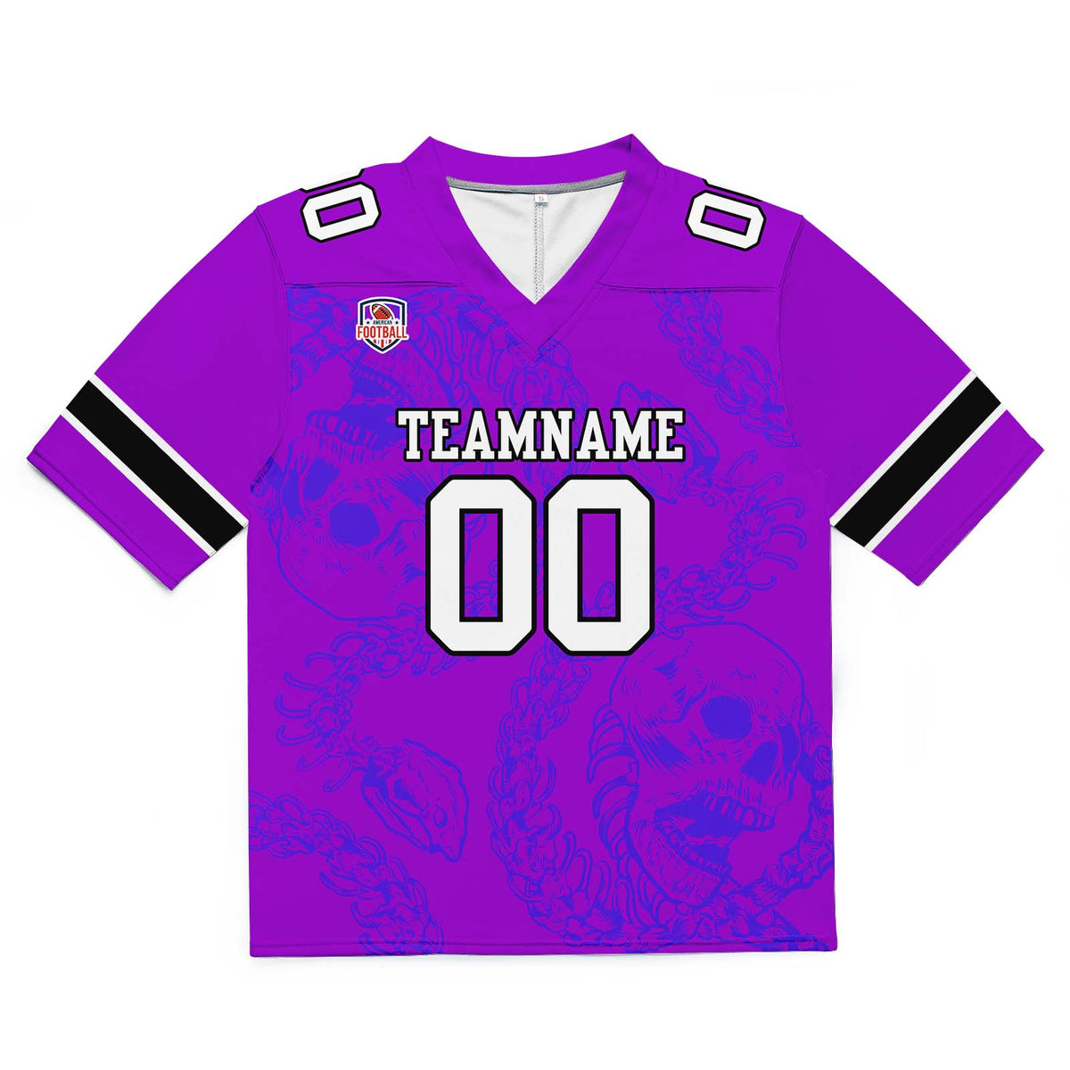 Camiseta de fútbol personalizada con nombre y número del equipo bordados y estampados-color morado brillante