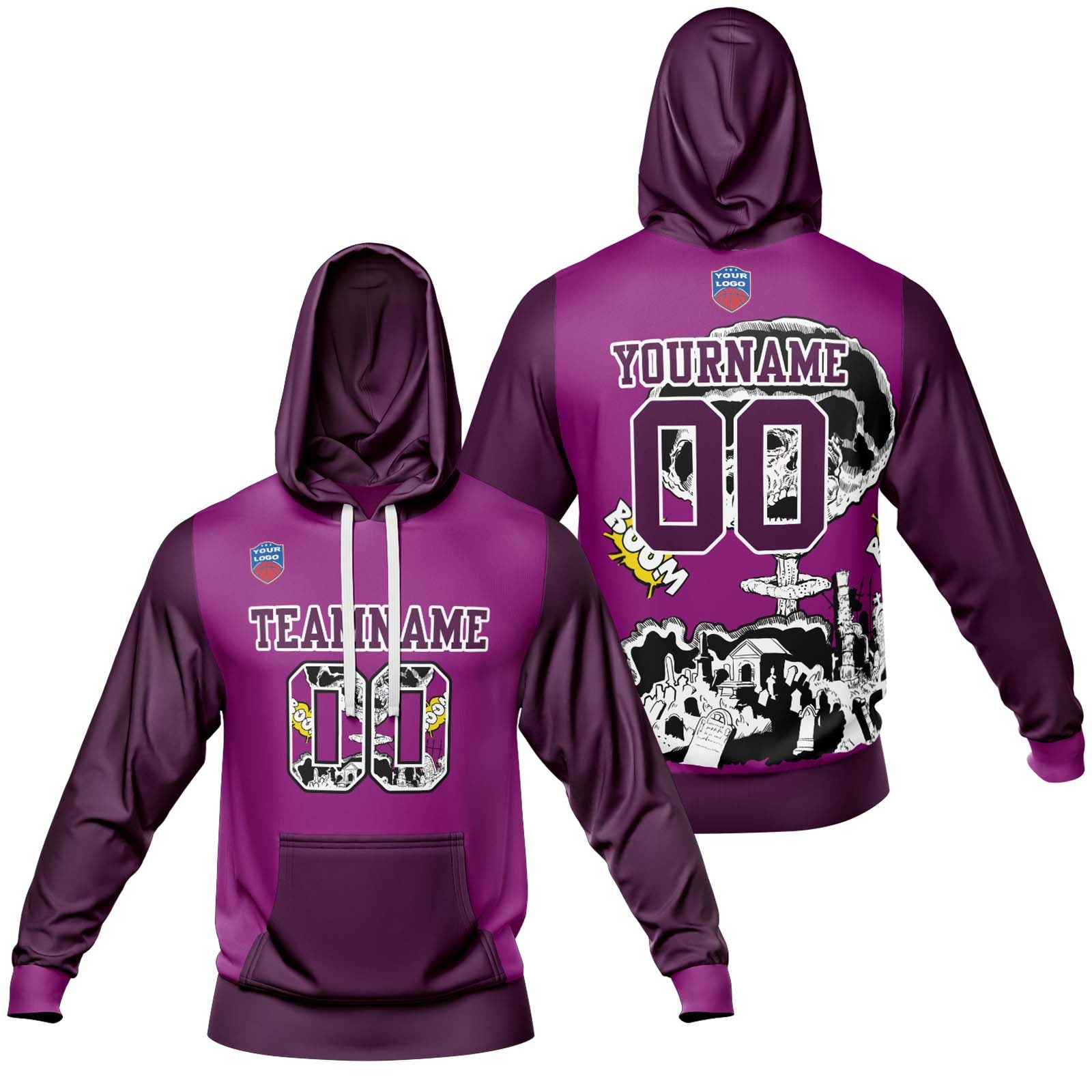 Sudadera con capucha degradada personalizada para hombre-mujer-niña o niño Imprime tu logotipo-nombre y número