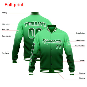 Chaqueta universitaria personalizada estilo Letterman para hombres-mujeres y jóvenes-color verde