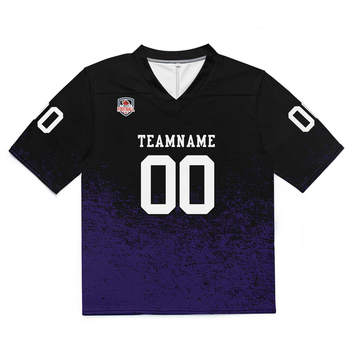 Camiseta de fútbol personalizada con nombre y número del equipo bordados-color negro y morado