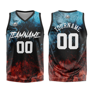 Uniforme de baloncesto personalizado de Water and Fire con tu logotipo-nombre y número impresos