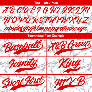 Camiseta de béisbol con dise?o personalizado estampado completo color blanco y rojo