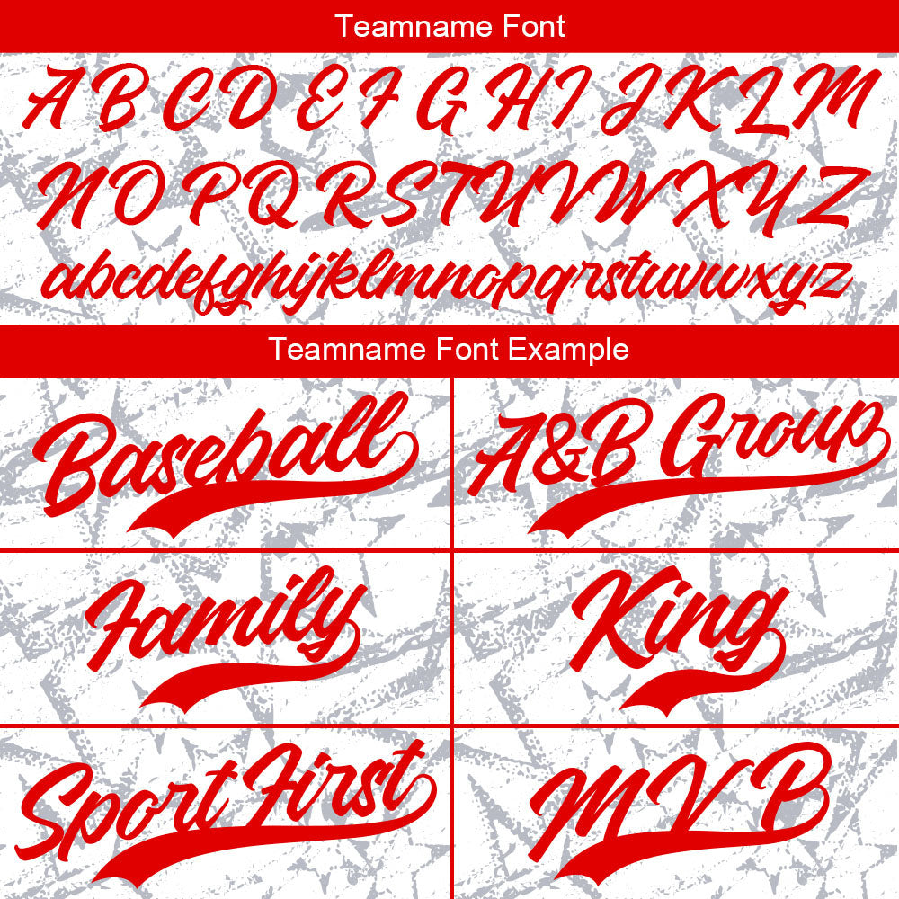 Camiseta de béisbol con dise?o personalizado estampado completo color blanco y rojo