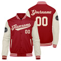 Chaqueta universitaria personalizada estilo Letterman para hombres-mujeres y jóvenes-color rojo crema