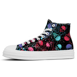 Resalta tu estilo con las zapatillas de lona de caña media Skeleton para hombre y mujer