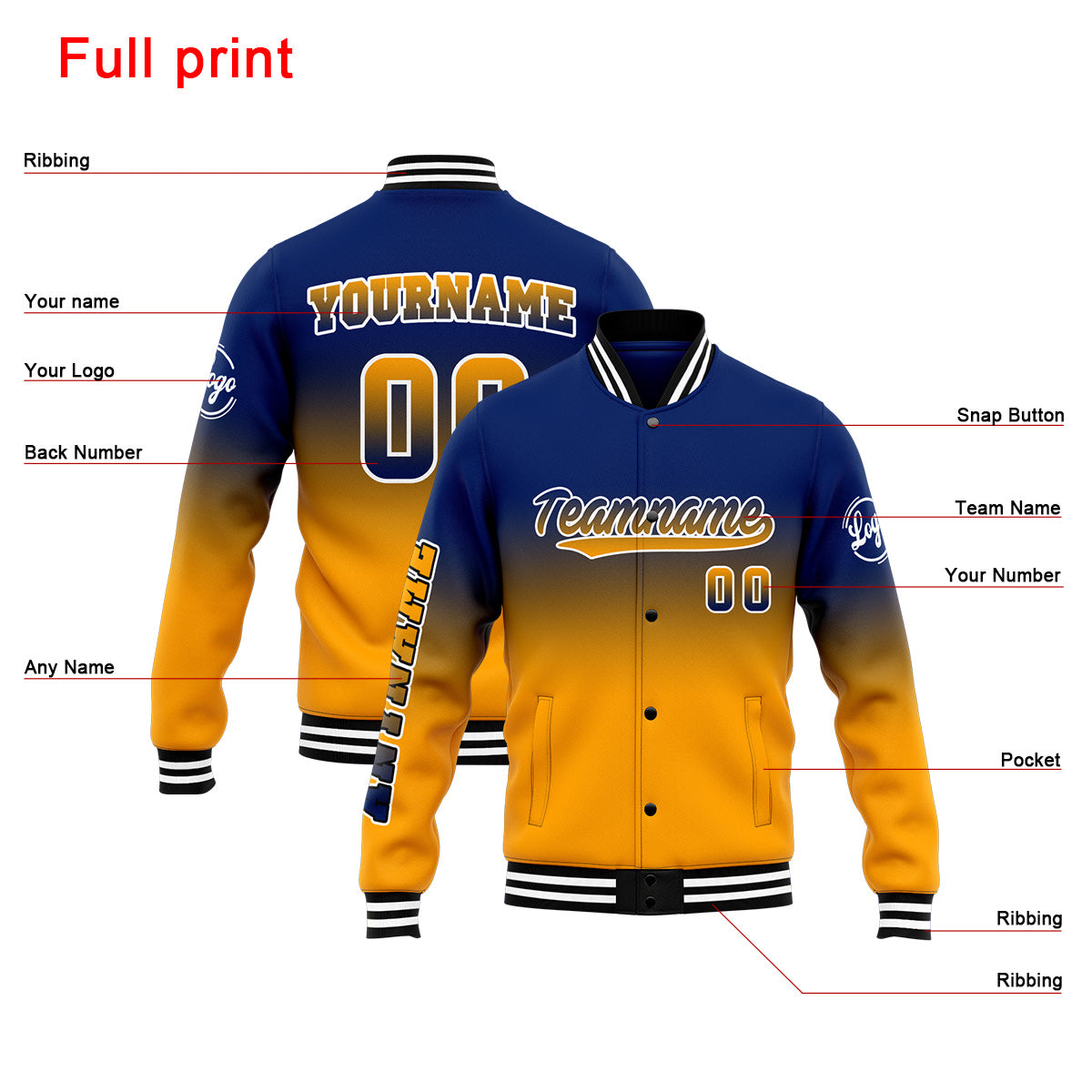 Chaqueta universitaria personalizada estilo Letterman para hombres-mujeres y jóvenes-color azul marino y naranja