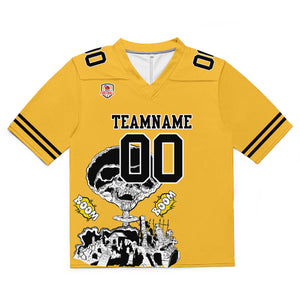 Camiseta de fútbol personalizada con nombre y número del equipo impresos y bordados en color amarillo