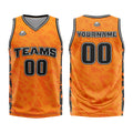 Uniforme de baloncesto personalizado color naranja roto con tu logotipo-nombre y número impresos