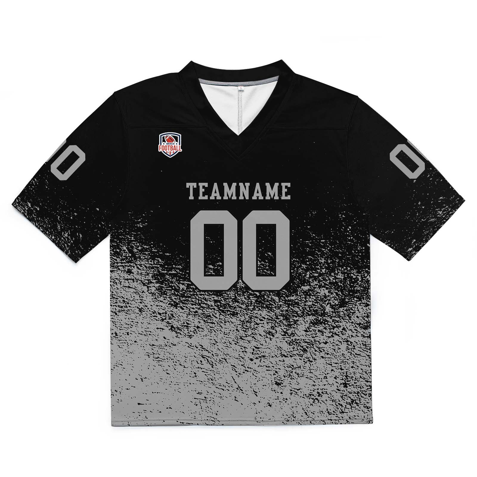 Camiseta de fútbol personalizada con nombre y número del equipo bordados-color negro y gris