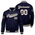 Chaqueta universitaria personalizada estilo Letterman para hombres-mujeres y jóvenes-color azul marino y crema