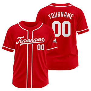 Camiseta de béisbol personalizada con diseño bordado & estilo hip hop & color rojo y blanco