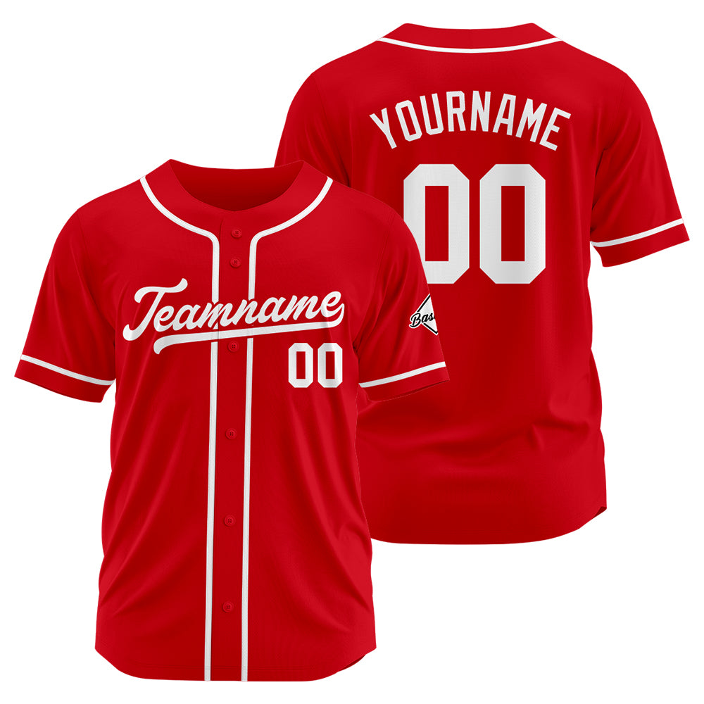 Camiseta de béisbol personalizada con diseño bordado & estilo hip hop & color rojo y blanco