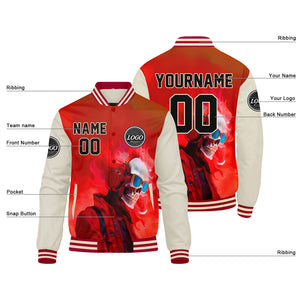 Chaqueta universitaria personalizada estilo Letterman para hombres-mujeres y jóvenes-color rojo crema