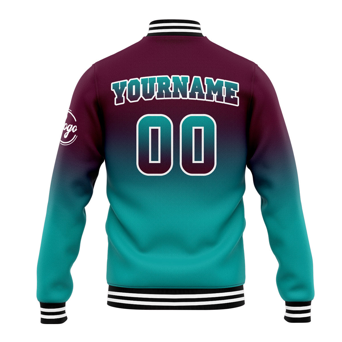 Chaqueta universitaria personalizada estilo Letterman para hombres-mujeres y jóvenes-color burdeos y verde azulado