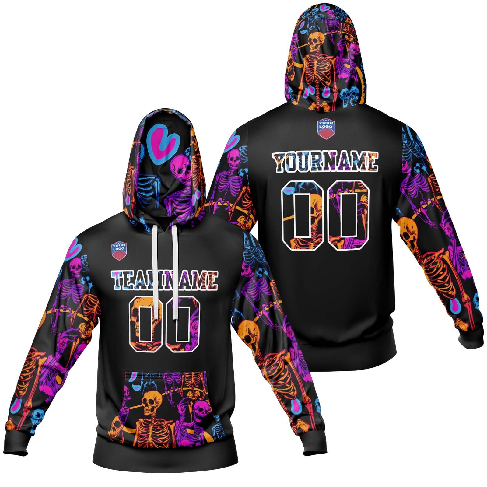 Sudadera con capucha degradada personalizada para hombre-mujer-niña o niño Imprime tu logotipo-nombre y número