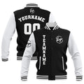 Chaquetas universitarias impermeables personalizadas en blanco y negro con nombre-número y logotipo bordados a medida