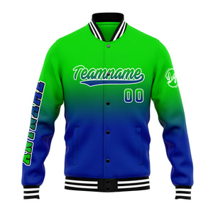 Chaqueta universitaria personalizada estilo Letterman para hombres-mujeres y jóvenes-color verde y azul