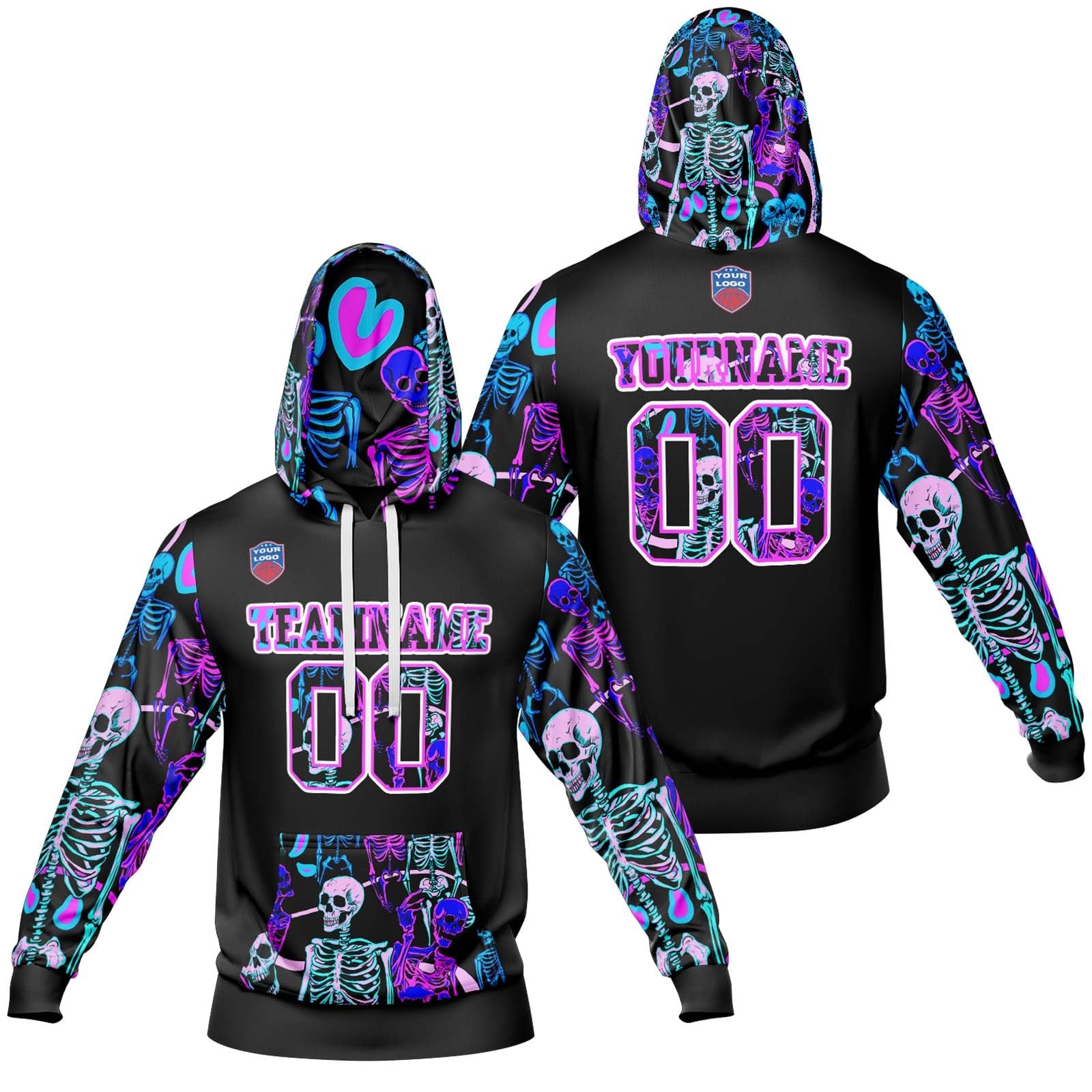 Sudadera con capucha degradada personalizada para hombre-mujer-niña o niño Imprime tu logotipo-nombre y número