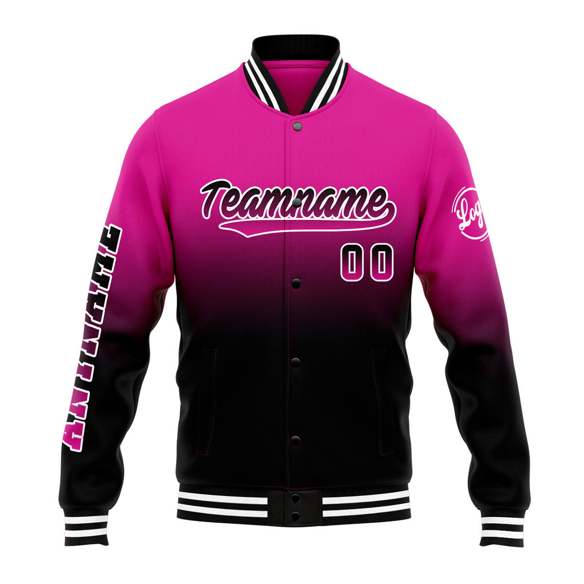 Chaqueta universitaria personalizada estilo Letterman para hombres-mujeres y jóvenes-color rosa y negro