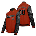 Chaquetas universitarias personalizadas en naranja y negro para hombres & mujeres y jóvenes & Chaquetas Letterman personalizadas