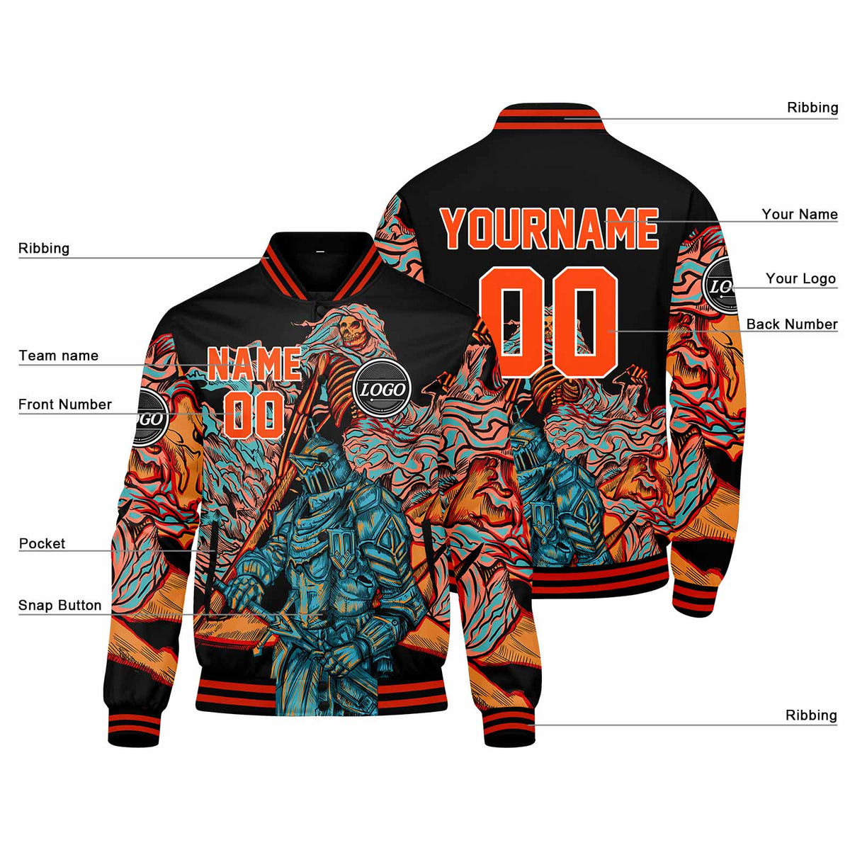 Chaqueta universitaria personalizada estilo Letterman para hombres-mujeres y jóvenes-color naranja