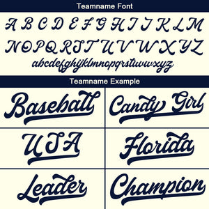 Camiseta de béisbol personalizada con diseño bordado & estilo hip hop & color crema y azul marino