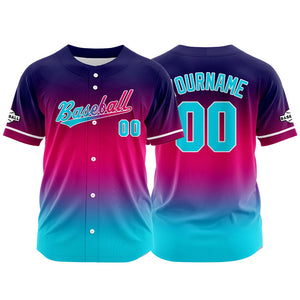 Dise?o personalizado de camiseta de béisbol con estampado completo en azul claro rojo y azul marino