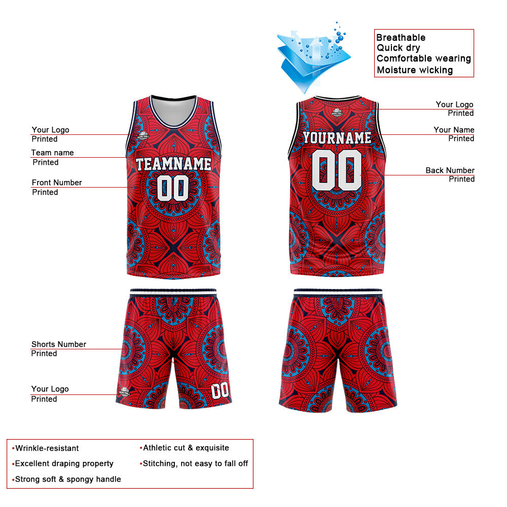 Uniforme de baloncesto rojo personalizado con tu logotipo-nombre y número impresos