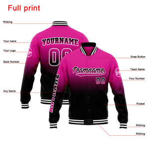 Chaqueta universitaria personalizada estilo Letterman para hombres-mujeres y jóvenes-color rosa y negro