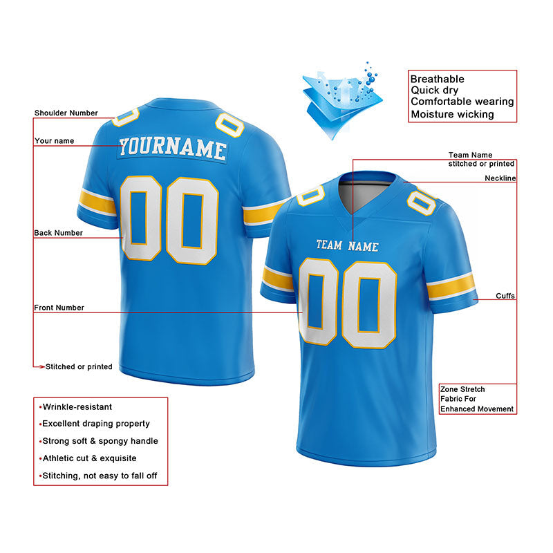 customized  authentic football jersey white navy -orange mesh