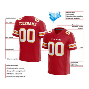customized authentic football jersey  red white- orange mesh