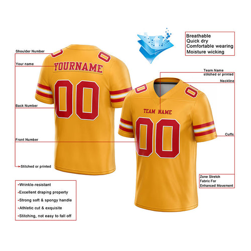 customized authentic football jersey yellow  red- white mesh
