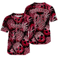 Camiseta de béisbol rosa personalizada con nombre número y logotipo personalizados