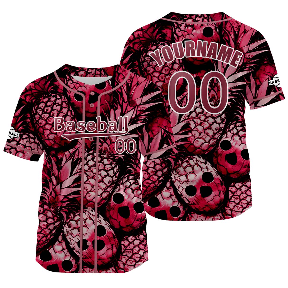 Camiseta de béisbol rosa personalizada con nombre número y logotipo personalizados