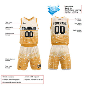Uniforme de baloncesto amarillo personalizado con tu logotipo-nombre y número impresos