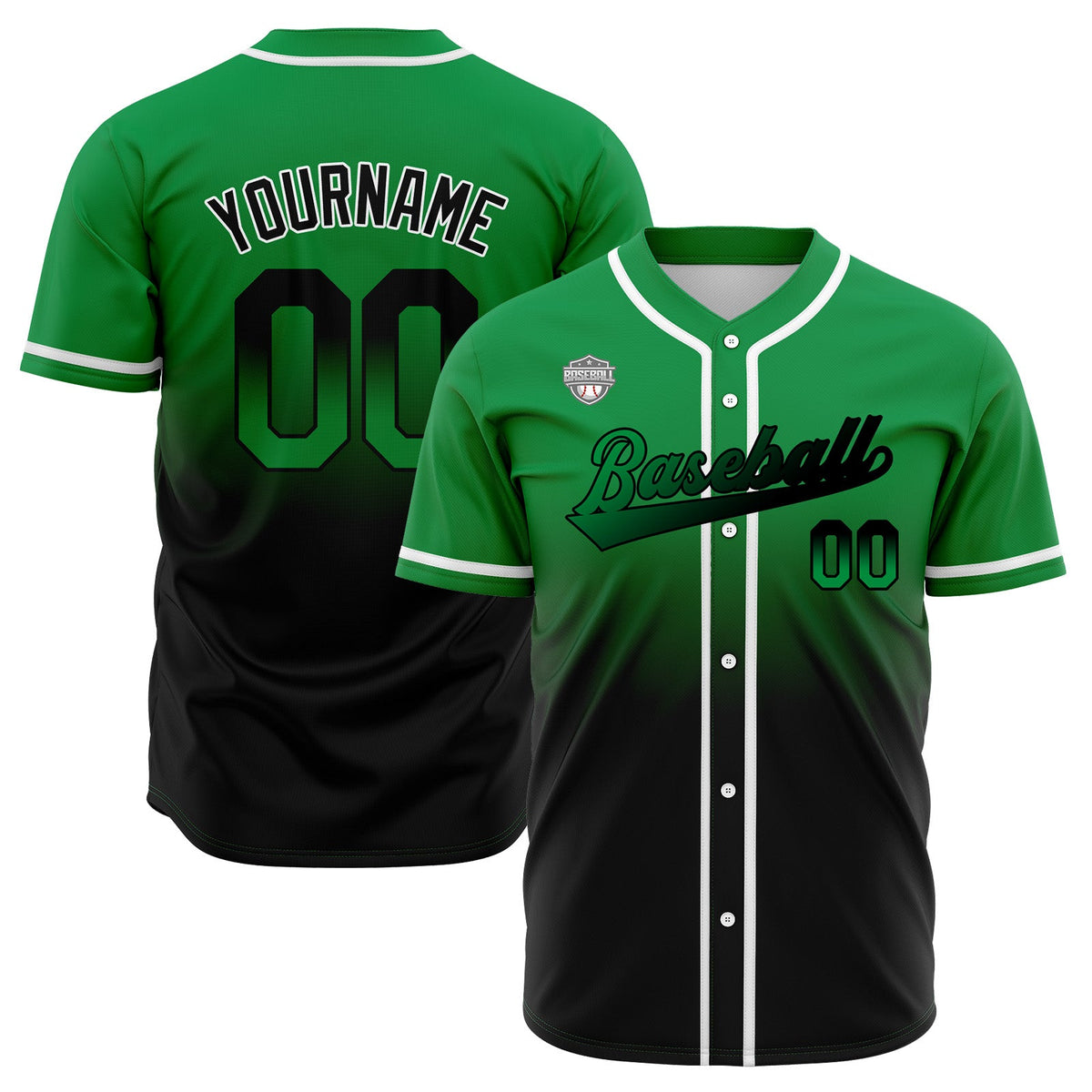 Camisetas de béisbol personalizadas con degradado nombre número y logotipo