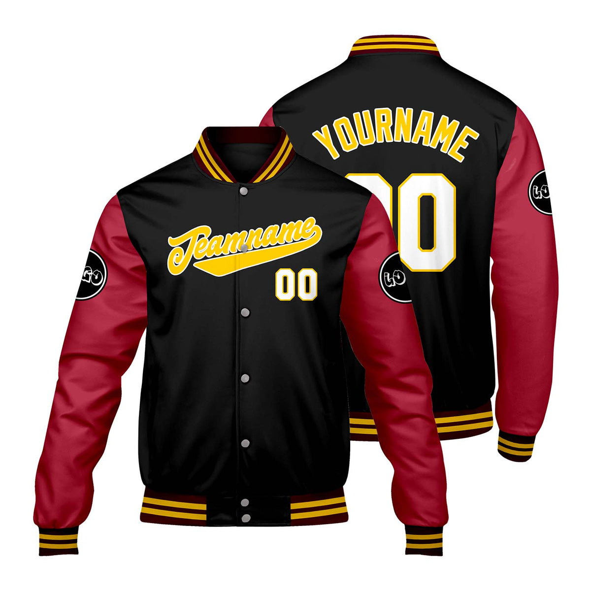 Chaquetas universitarias personalizadas negras y rojas para hombres & mujeres y jóvenes & Chaquetas Letterman personalizadas