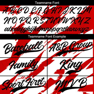 Camiseta de béisbol con dise?o personalizado estampado a todo color rojo y blanco
