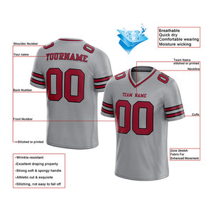 custom authentic football jersey gray red-black mesh